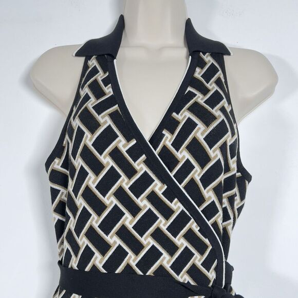 Diane Von Furstenberg For Target Knit Collared Wrap Dress Sz S Black Sleeveless - Picture 3 of 14